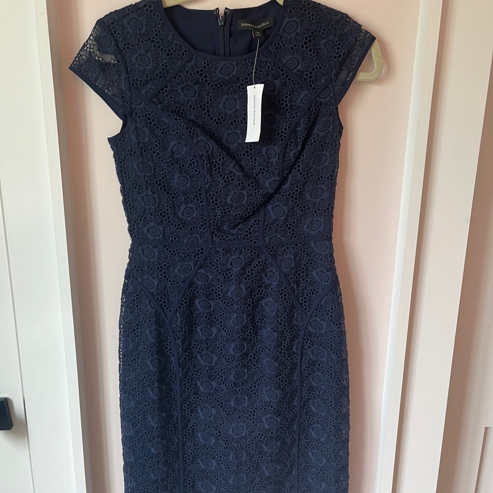 Navy floral lace dress